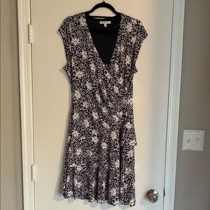 Robbie Bee Navy and White Floral Midi Dress